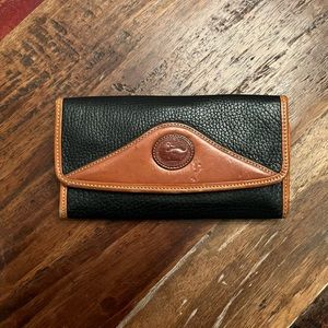 Vintage Dooney & Bourke All Weather Leather Pebbled Leather Black and Tan Burke